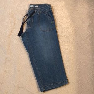 Denim wide leg capris